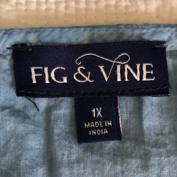 Fig & Vine Woman’s Embroidered Tassels Blue/Orange Tunic Size 1X - Picture 7 of 10